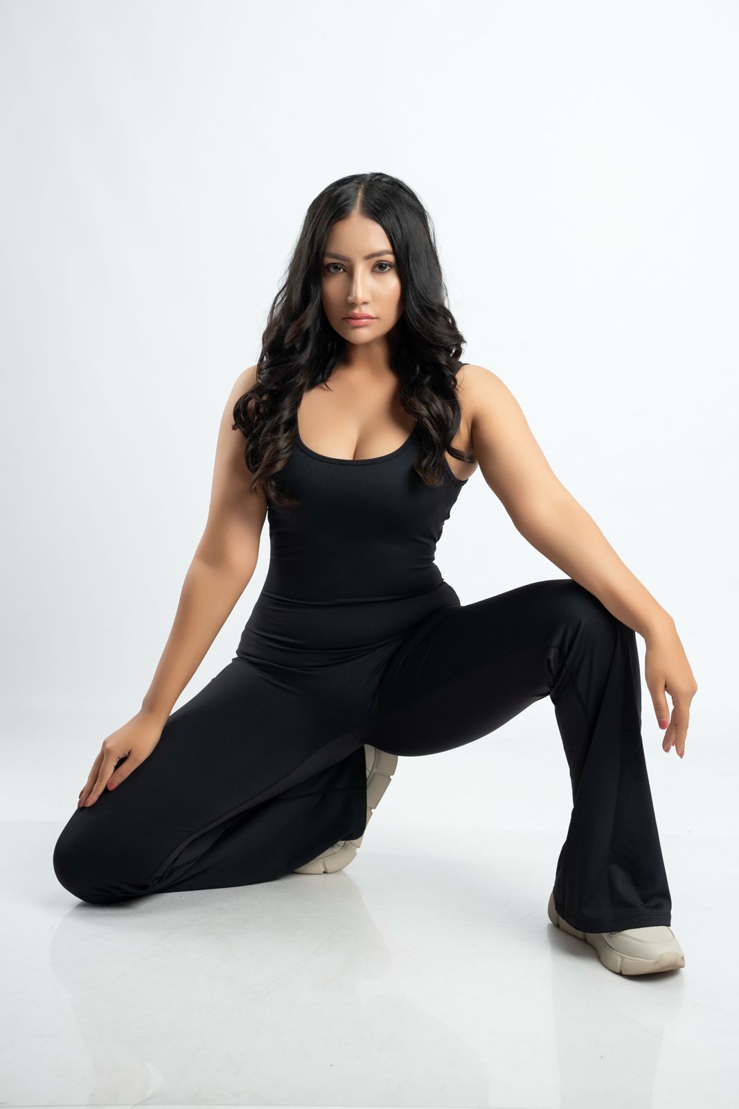 Monzara Sculpted Open Back Flared Bodysuit