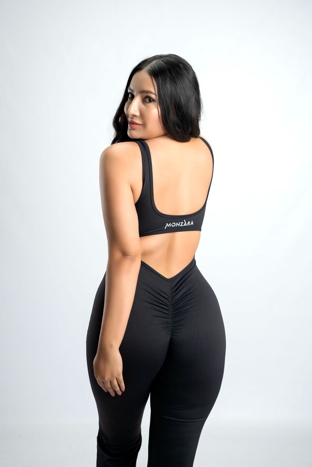 Monzara Sculpted Open Back Flared Bodysuit