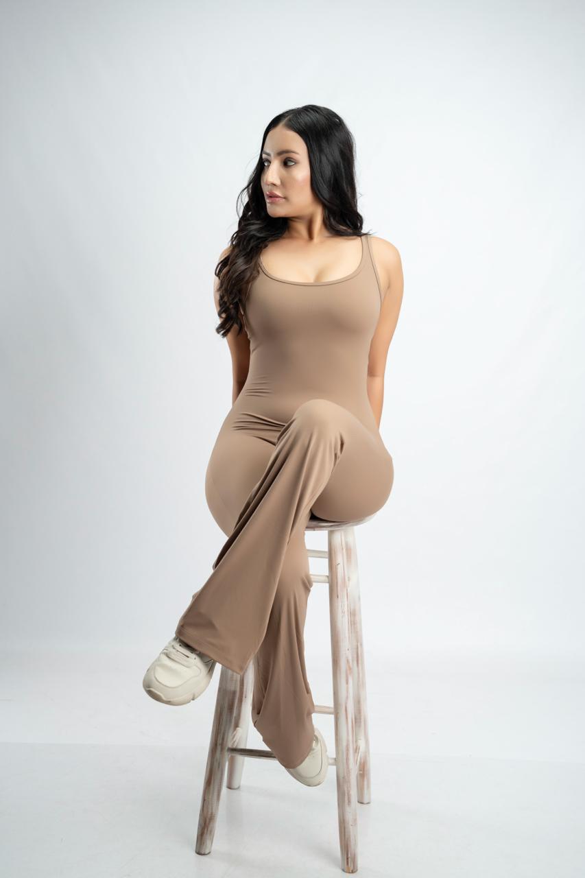 Monzara Sculpted Open Back Flared Bodysuit