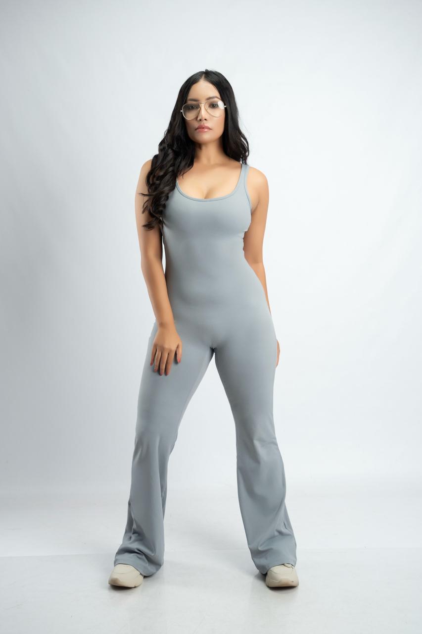 Monzara Sculpted Open Back Flared Bodysuit
