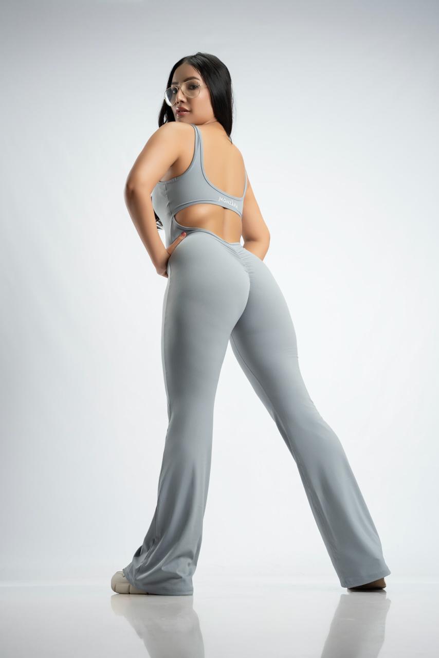 Monzara Sculpted Open Back Flared Bodysuit