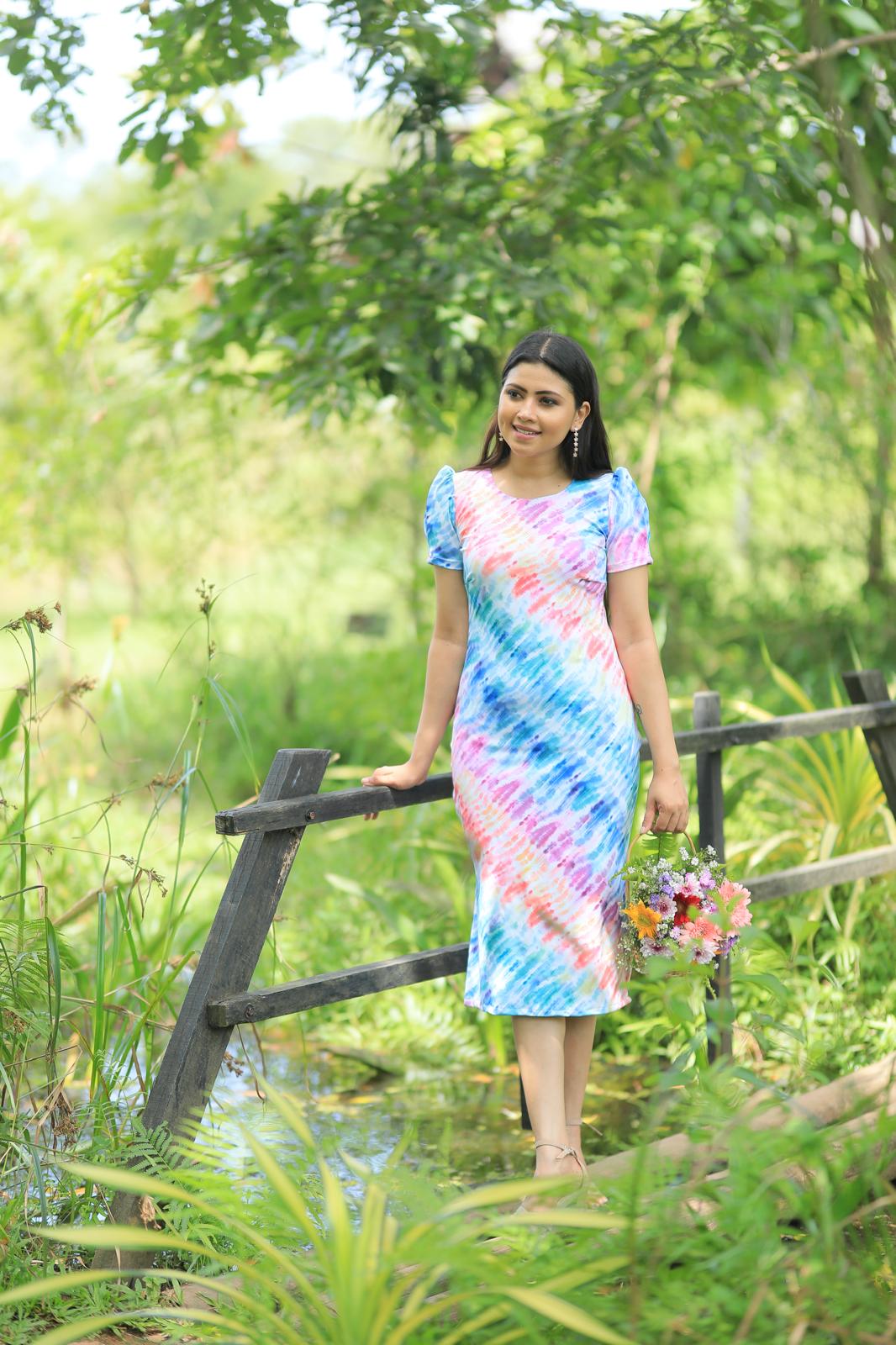 multicolour bodycon dress