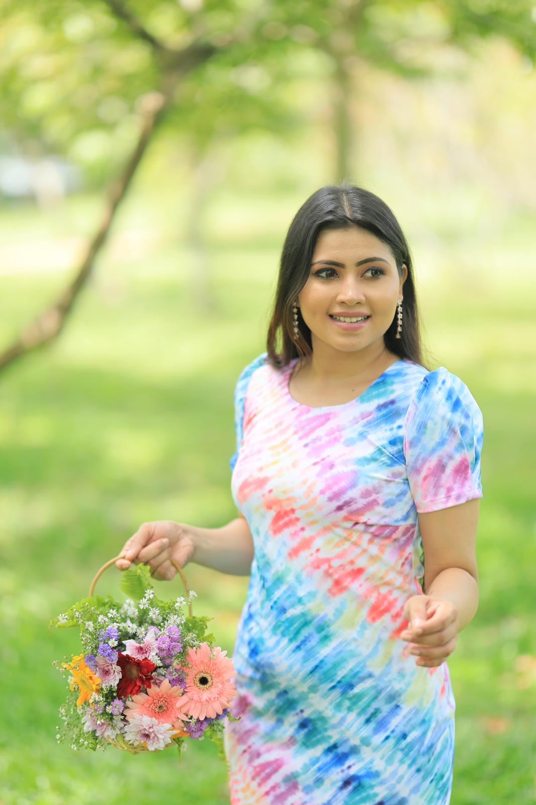 multicolour bodycon dress